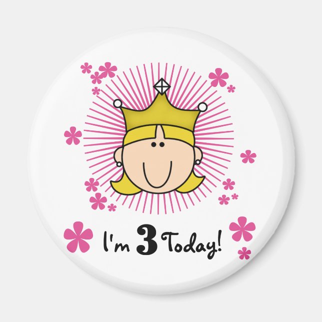Blonde Princess 3rd Birthday Tshirts & Gifts Magnet (Front)