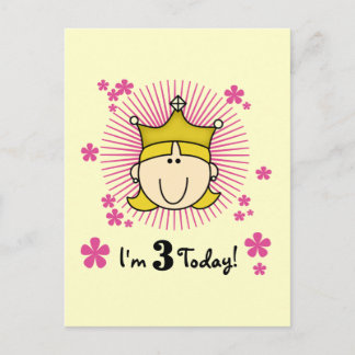 Blonde Princess 3rd Birthday Tshirts & Gifts Postcard