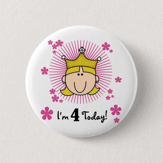 Blonde Princess 4th Birthday Tshirts and Gifts 6 Cm Round Badge (Front)
