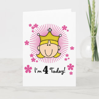 Blonde Princess 4th Birthday Tshirts and Gifts Card