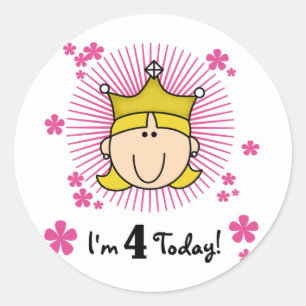 Blonde Princess 4th Birthday Tshirts and Gifts Classic Round Sticker