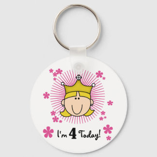 Blonde Princess 4th Birthday Tshirts and Gifts Key Ring