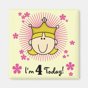 Blonde Princess 4th Birthday Tshirts and Gifts Magnet