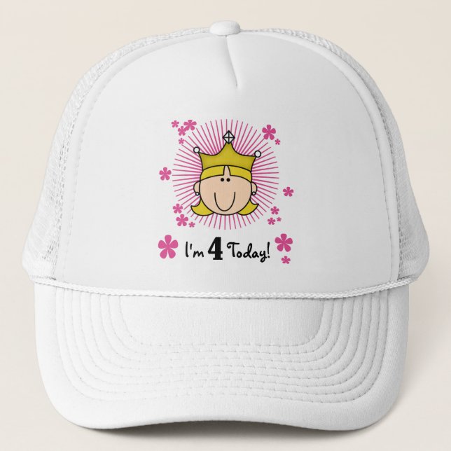 Blonde Princess 4th Birthday Tshirts and Gifts Trucker Hat (Front)