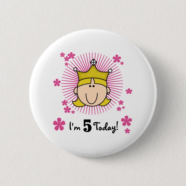 Blonde Princess 5th Birthday 6 Cm Round Badge (Front)
