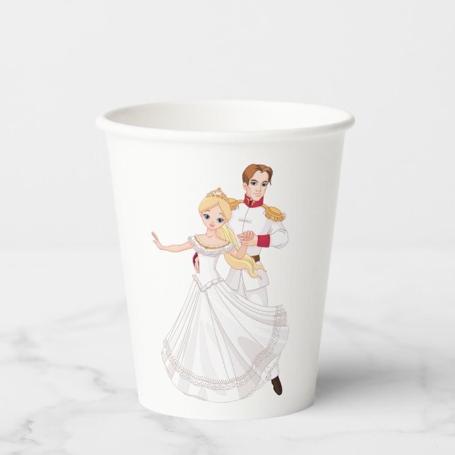 Blonde Princess and Charming Prince Fairytale Paper Cups (Front)