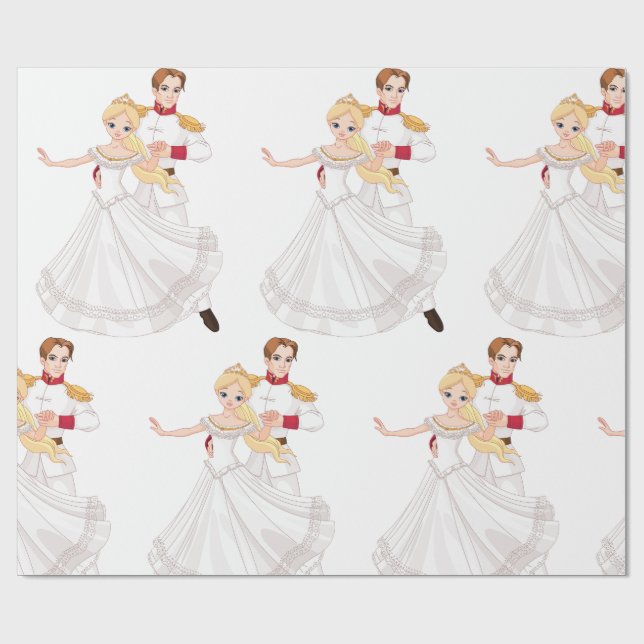 Blonde Princess and Charming Prince Fairytale Wrapping Paper (Flat)