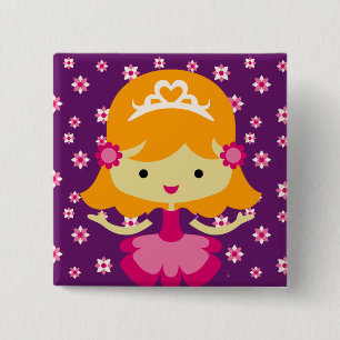 Blonde Princess Birthday Button