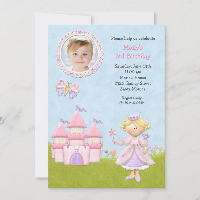 Blonde Princess Birthday Party Invitation (Front)