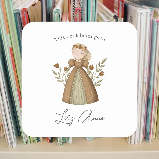 Blonde Princess bookplate  Square Sticker (Creator Uploaded)