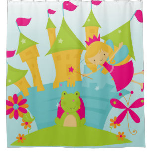 Blonde Princess, Castle, Frog Prince Shower Curtain