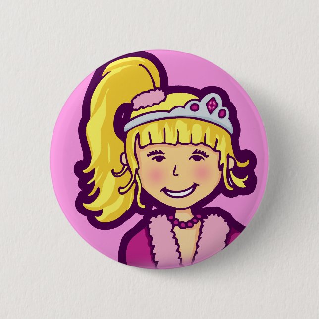 Blonde princess girl button (Front)