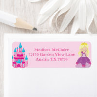 Blonde Princess Girl Cute Kids Pink Return Address