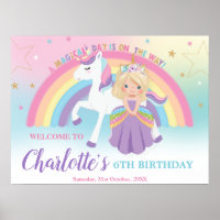Blonde Princess Unicorn Birthday Rainbow Welcome