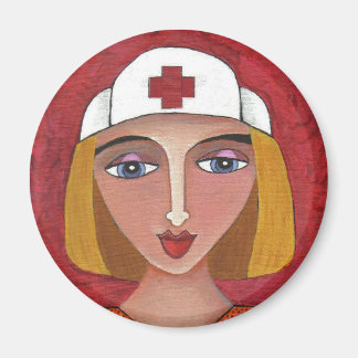 Blonde RN - folk art nurse / nursing magnet