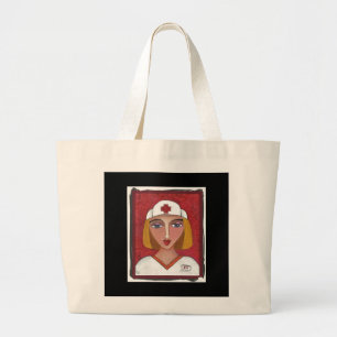 Blonde RN - folk art nurse / nursing tote bag