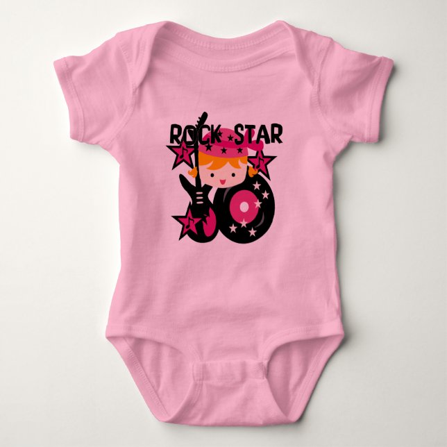 Blonde Rock Star Girl Baby Bodysuit (Front)