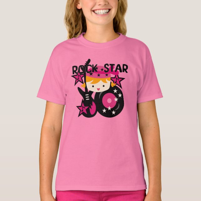 Blonde Rock Star Girl T-Shirt (Front)