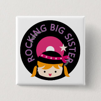 Blonde Rocking Big Sister 15 Cm Square Badge