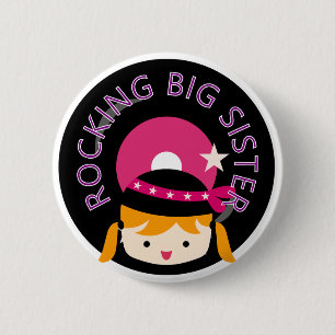 Blonde Rocking Big Sister 6 Cm Round Badge