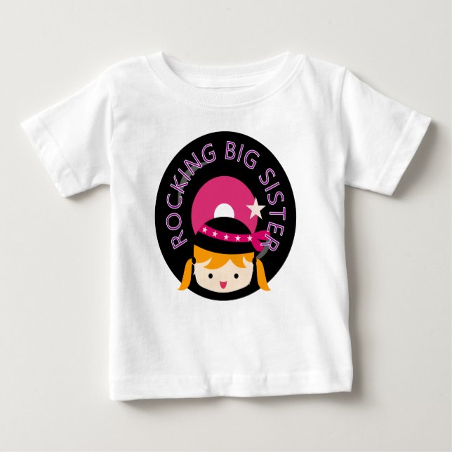 Blonde Rocking Big Sister Baby T-Shirt (Front)