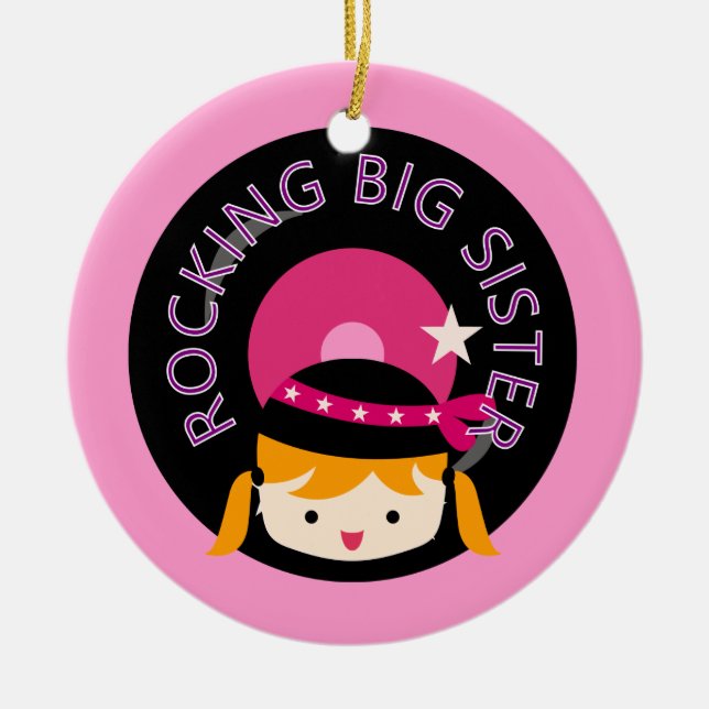 Blonde Rocking Big Sister Ceramic Tree Decoration (Front)