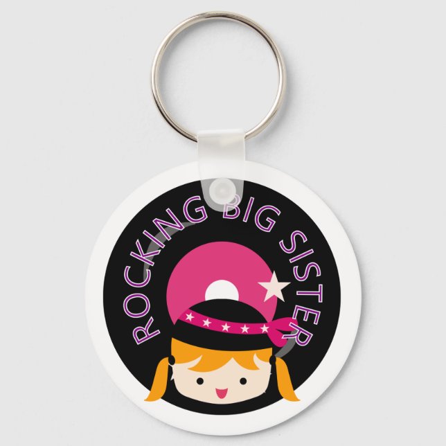 Blonde Rocking Big Sister Key Ring (Front)
