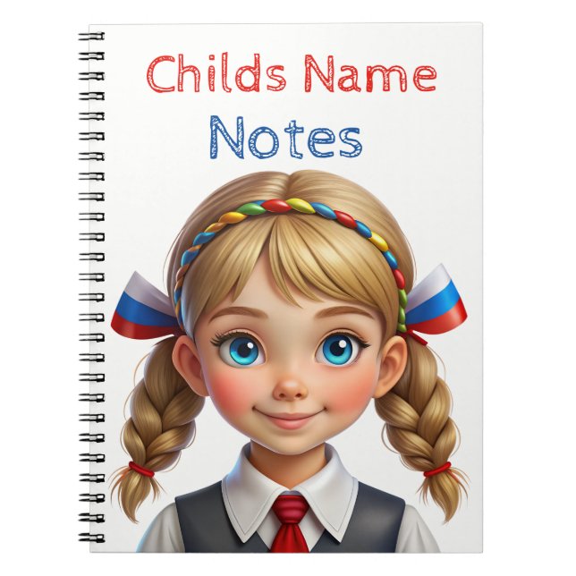 Blonde Schoolgirl Notes Spiral Notebook (Front)