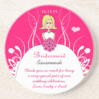 Blonde Side Part Bridesmaid Wedding Gown Coaster