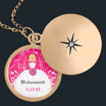 Blonde Side Part Fuchsia Bridesmaid Necklace<br><div class="desc">Keepsake Necklaces Choose either Silver Plated Gold Finish or Sterling Silver Unique Personalised Custom !st Christmas Gift Wedding Keepsake Wedding Party Necklaces - to change background colour - click customise - click edit - choose last tool in drop down menu and choose from one of the colours shown or enter...</div>