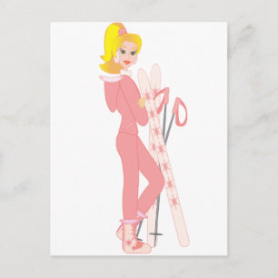 Blonde Skier Postcard
