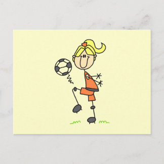 Blonde Stick Figure Soccer Player Girl Gifts Postcard