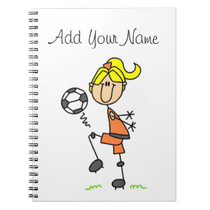 Blonde Stick Figure Soccer Player Girl Gifts Spiral Notebook