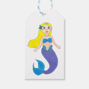 Blonde Swimming Mermaid Birthday Party Splash Gift Tags
