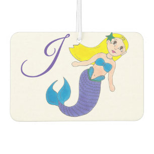 Blonde Swimming Mermaid Girl Bubbles Ocean Initial Car Air Freshener