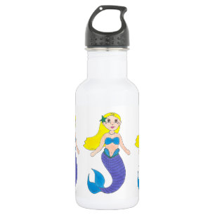 Blonde Swimming Mermaid Girl Purple Tail Ocean Sea 532 Ml Water Bottle