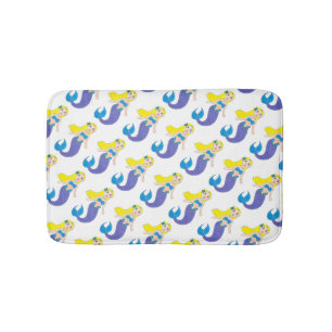 Blonde Swimming Mermaid Girl Purple Tail Ocean Sea Bath Mat