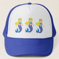 Blonde Swimming Mermaid Girl Purple Tail Ocean Sea