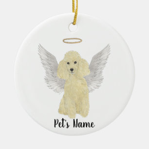 Blonde Tan Golden Poodle Sympathy Memorial Ceramic Tree Decoration