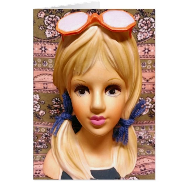 Blonde Teen Lady Head Vase Sunglasses Pigtails (Front)