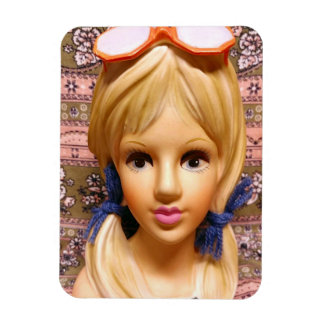 Blonde Teen Lady Head Vase Sunglasses Pigtails Magnet
