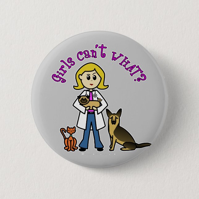 Blonde Veterinarian Girl 6 Cm Round Badge (Front)
