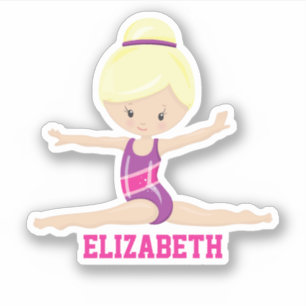 Blonde white girl gymnastics pink leotard name