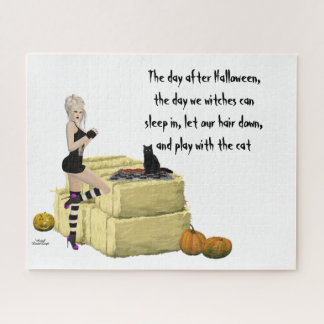 Blonde Witch Pin Up Girl Jigsaw Puzzle