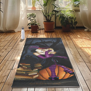 Blonde Witch Pumpkin Purple Yoga Mat