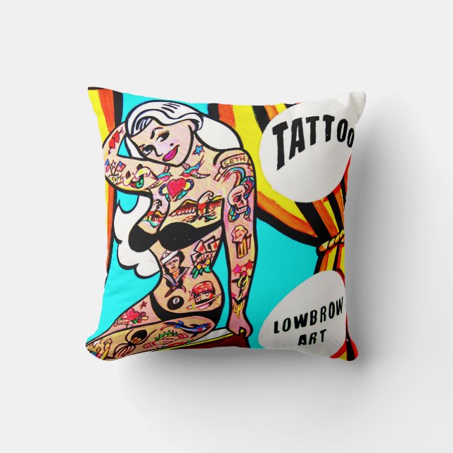 blonde with tattoos pillow (Front)