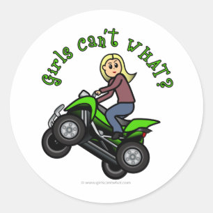 Blonde Woman ATV Four Wheeler Driver Classic Round Sticker