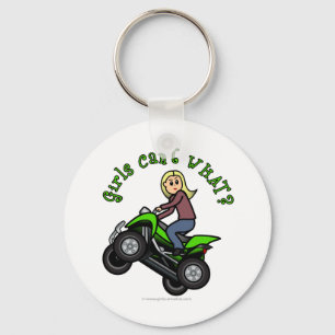 Blonde Woman ATV   Four Wheeler Driver Key Ring