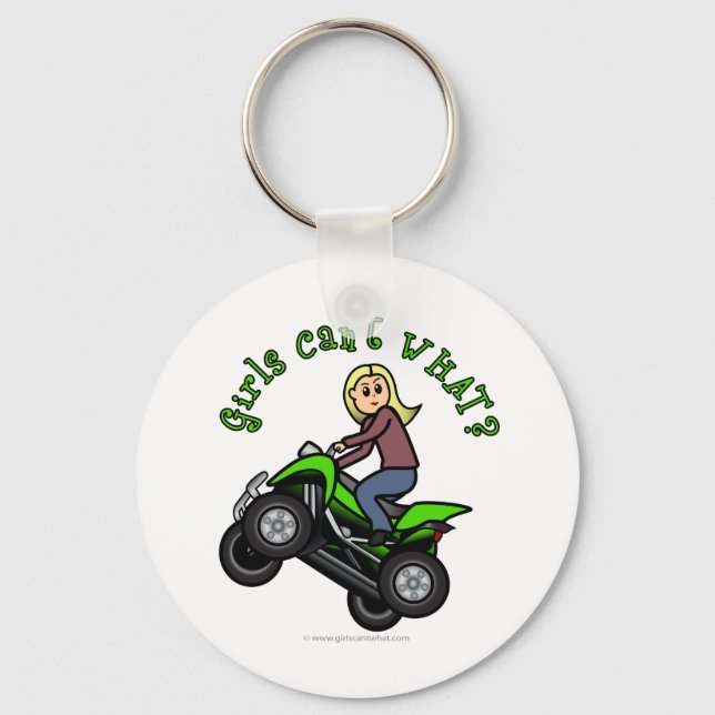 Blonde Woman ATV | Four Wheeler Driver Key Ring (Front)
