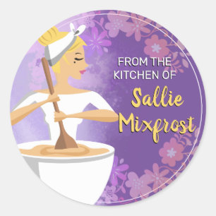 Blonde woman bakery from the kitchen of classic round sticker